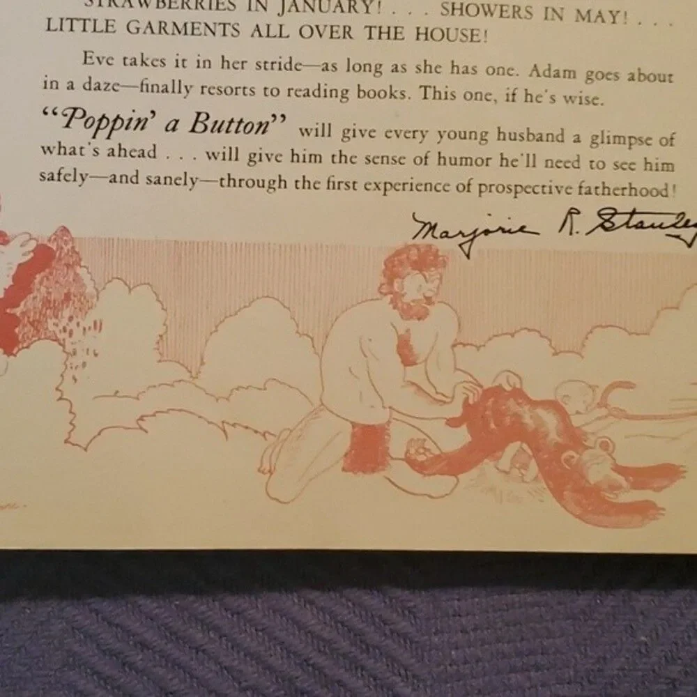 1944 Vintage Humor Book • Poppin’ A Button • Retro Dad Cartoon - Mid Century ART